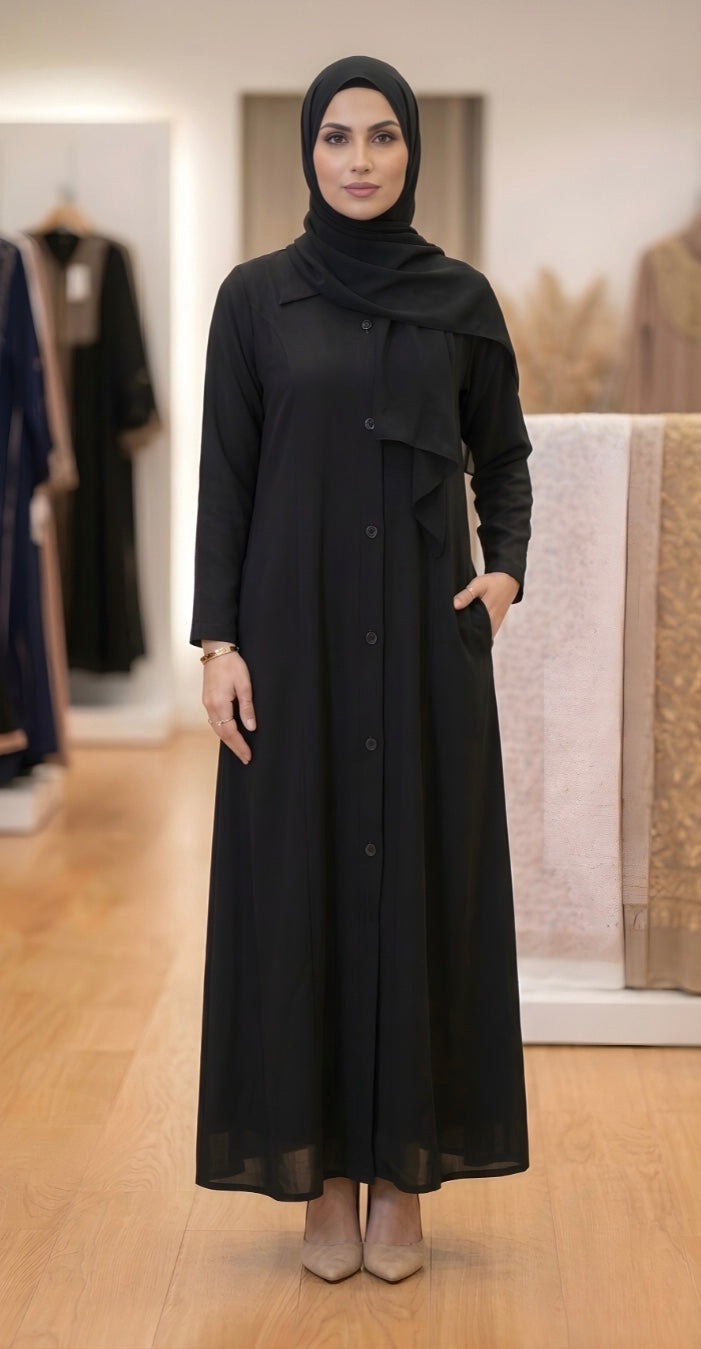 Premium Korean Cotry Full-Length Coat Abaya